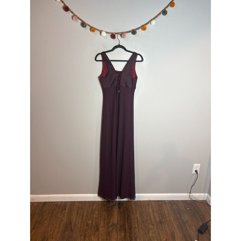 Y2K Betsy & Adam burgundy lace up back formal prom dress - Picture 2 of 6